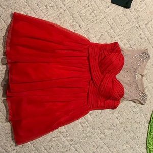 Red formal dress with sequence.  Worn once new/light use.